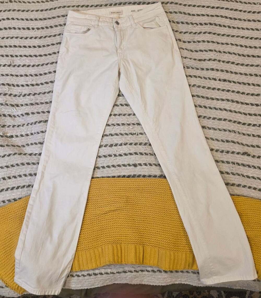Warp+Weft AMS Amsterdam Slim White Denim Jeans Size 30x34